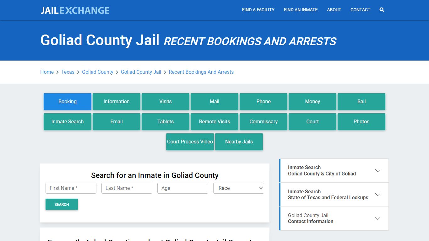 Goliad County Jail Recent Bookings And Arrests - Jail Exchange