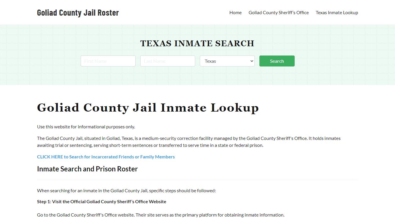 Goliad County Jail Roster Lookup, TX, Inmate Search