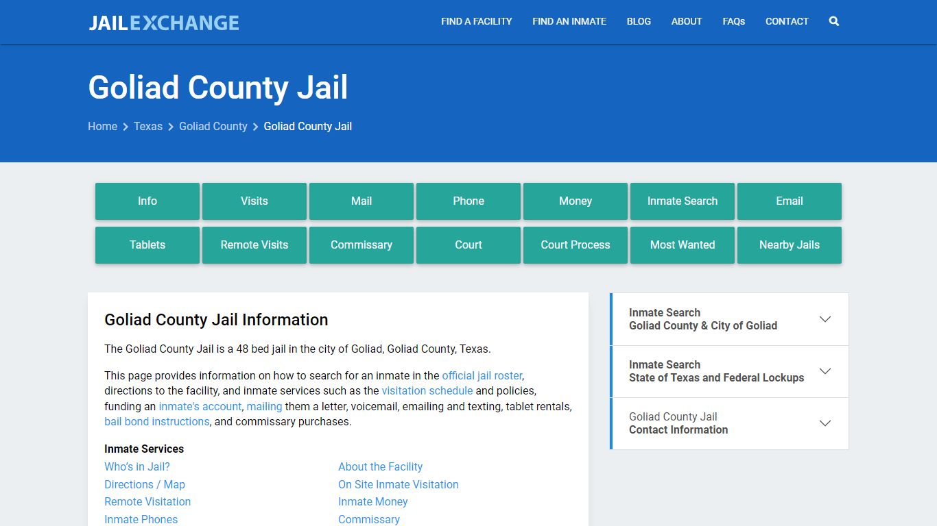 Goliad County Jail, TX Inmate Search, Information